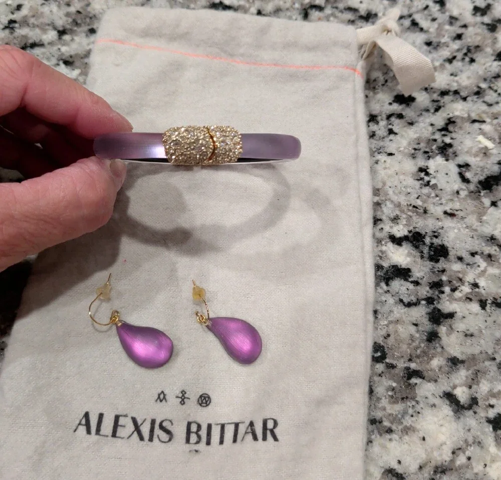 Authentic Alexis Bittar Matching 4 Piece Bangle & Earring Set